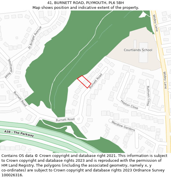 41, BURNETT ROAD, PLYMOUTH, PL6 5BH: Location map and indicative extent of plot
