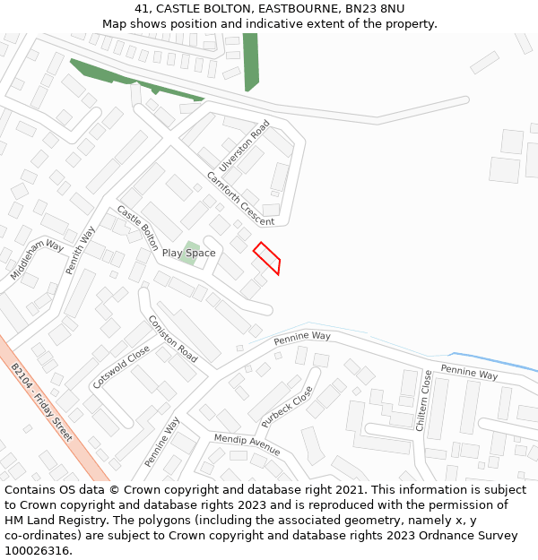 41, CASTLE BOLTON, EASTBOURNE, BN23 8NU: Location map and indicative extent of plot