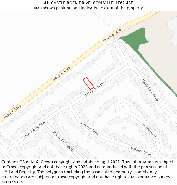 41, CASTLE ROCK DRIVE, COALVILLE, LE67 4SE: Location map and indicative extent of plot
