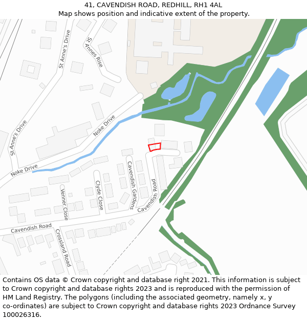 41, CAVENDISH ROAD, REDHILL, RH1 4AL: Location map and indicative extent of plot