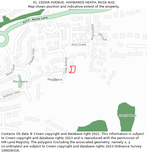 41, CEDAR AVENUE, HAYWARDS HEATH, RH16 4UQ: Location map and indicative extent of plot