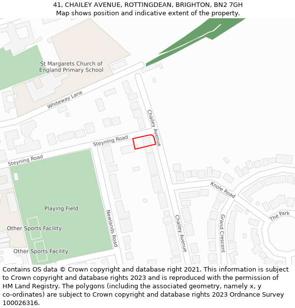 41, CHAILEY AVENUE, ROTTINGDEAN, BRIGHTON, BN2 7GH: Location map and indicative extent of plot