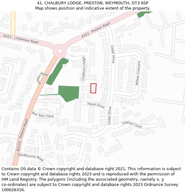 41, CHALBURY LODGE, PRESTON, WEYMOUTH, DT3 6SP: Location map and indicative extent of plot