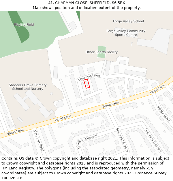41, CHAPMAN CLOSE, SHEFFIELD, S6 5BX: Location map and indicative extent of plot