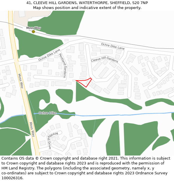 41, CLEEVE HILL GARDENS, WATERTHORPE, SHEFFIELD, S20 7NP: Location map and indicative extent of plot