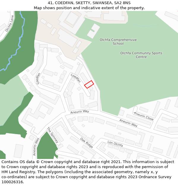 41, COEDFAN, SKETTY, SWANSEA, SA2 8NS: Location map and indicative extent of plot