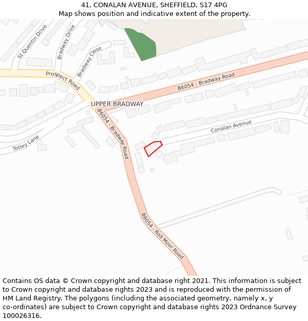 41, CONALAN AVENUE, SHEFFIELD, S17 4PG: Location map and indicative extent of plot