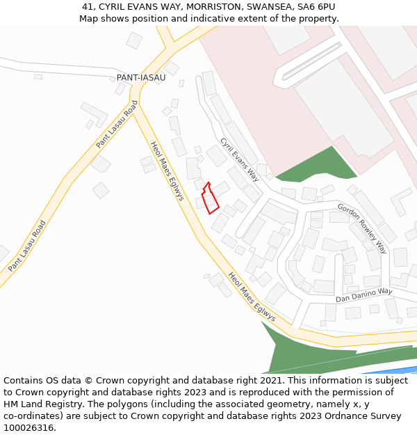 41, CYRIL EVANS WAY, MORRISTON, SWANSEA, SA6 6PU: Location map and indicative extent of plot