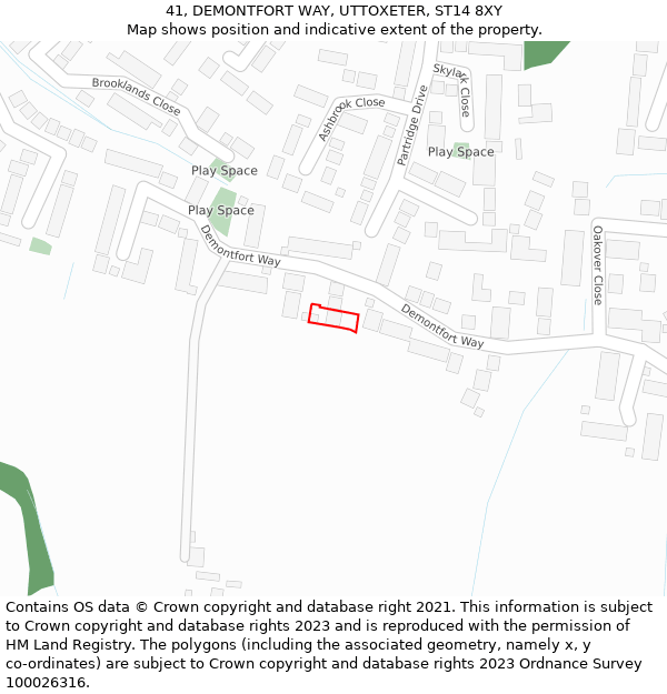 41, DEMONTFORT WAY, UTTOXETER, ST14 8XY: Location map and indicative extent of plot