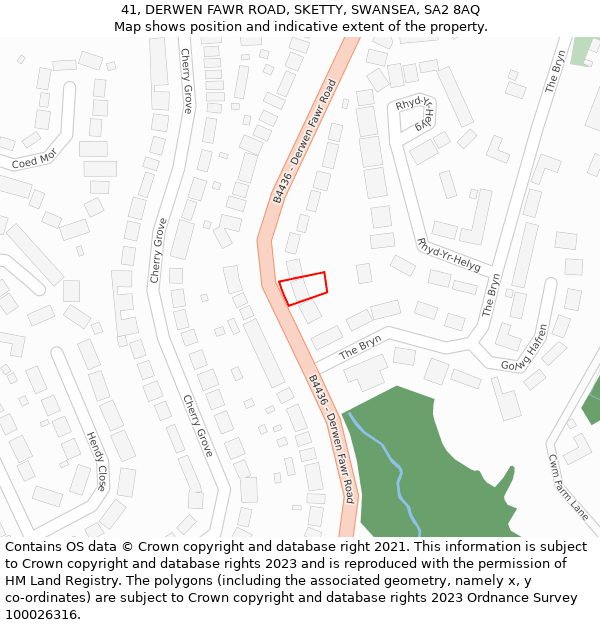 41, DERWEN FAWR ROAD, SKETTY, SWANSEA, SA2 8AQ: Location map and indicative extent of plot