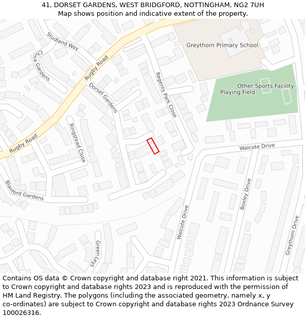 41, DORSET GARDENS, WEST BRIDGFORD, NOTTINGHAM, NG2 7UH: Location map and indicative extent of plot