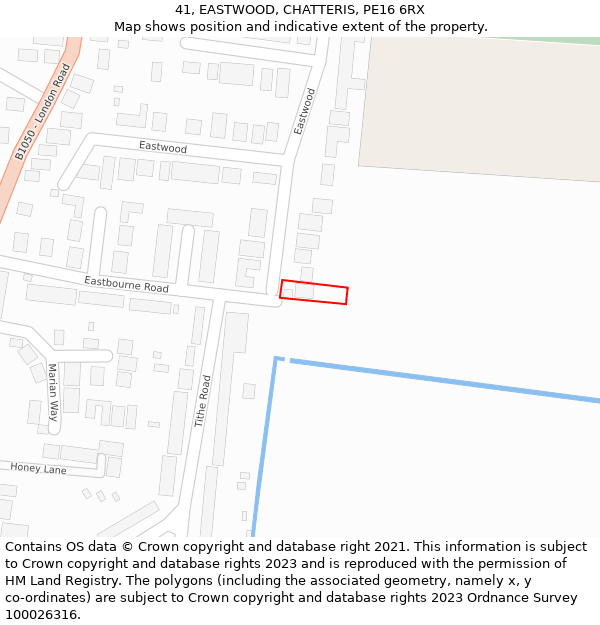 41, EASTWOOD, CHATTERIS, PE16 6RX: Location map and indicative extent of plot