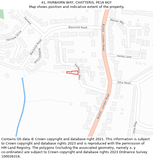 41, FAIRBAIRN WAY, CHATTERIS, PE16 6GY: Location map and indicative extent of plot