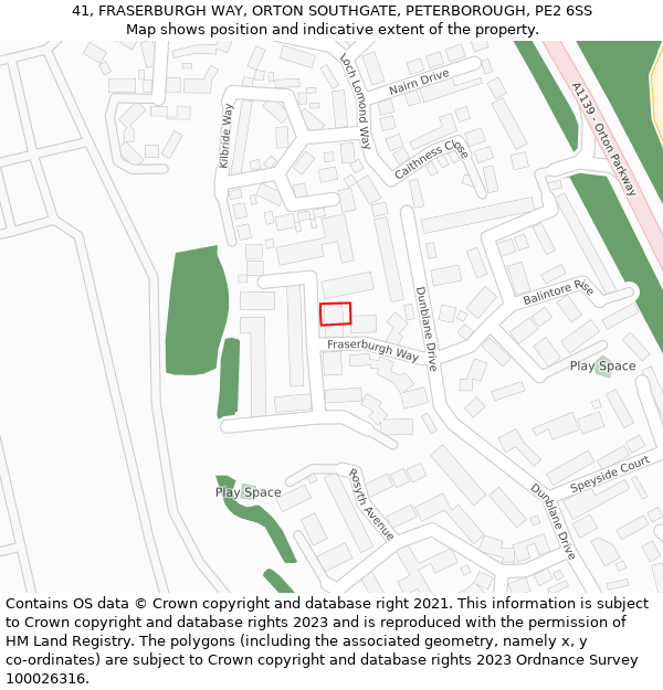 41, FRASERBURGH WAY, ORTON SOUTHGATE, PETERBOROUGH, PE2 6SS: Location map and indicative extent of plot