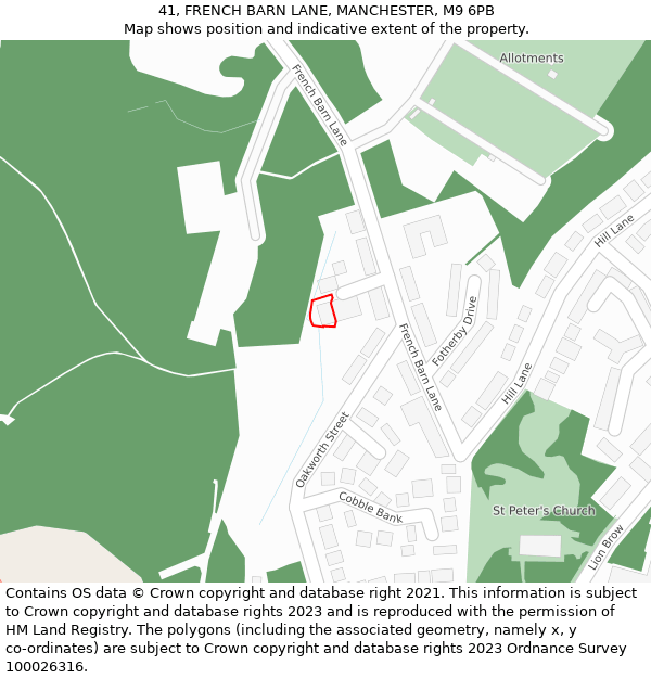 41, FRENCH BARN LANE, MANCHESTER, M9 6PB: Location map and indicative extent of plot