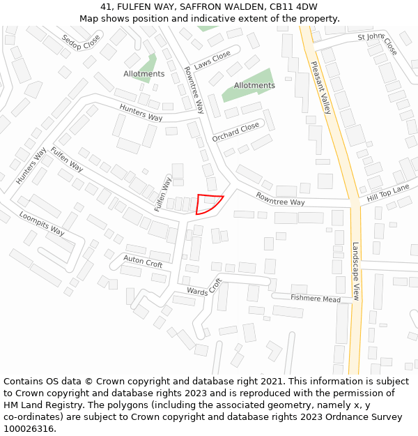 41, FULFEN WAY, SAFFRON WALDEN, CB11 4DW: Location map and indicative extent of plot