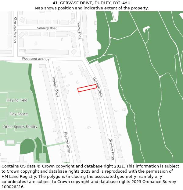 41, GERVASE DRIVE, DUDLEY, DY1 4AU: Location map and indicative extent of plot