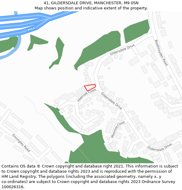 41, GILDERSDALE DRIVE, MANCHESTER, M9 0SN: Location map and indicative extent of plot