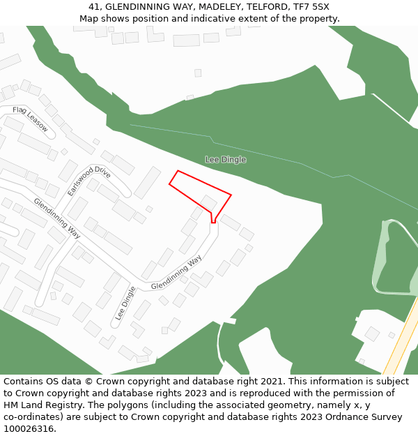 41, GLENDINNING WAY, MADELEY, TELFORD, TF7 5SX: Location map and indicative extent of plot