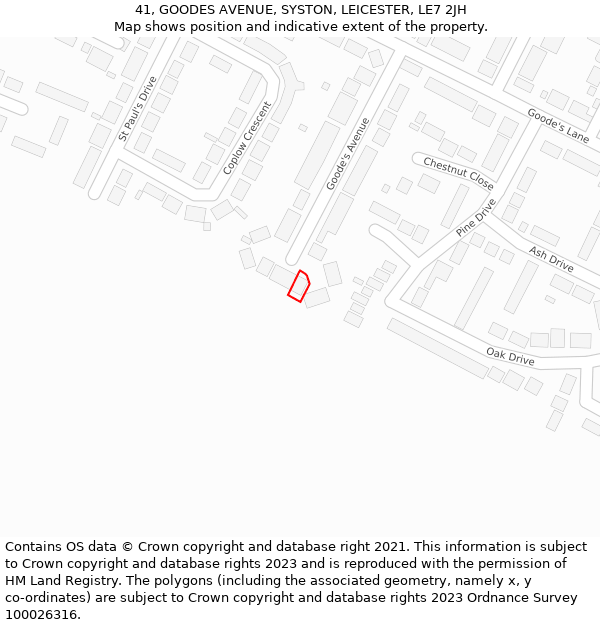 41, GOODES AVENUE, SYSTON, LEICESTER, LE7 2JH: Location map and indicative extent of plot