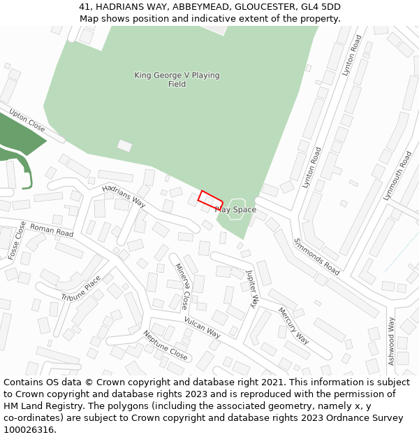 41, HADRIANS WAY, ABBEYMEAD, GLOUCESTER, GL4 5DD: Location map and indicative extent of plot