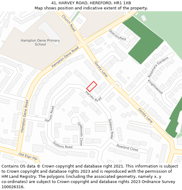 41, HARVEY ROAD, HEREFORD, HR1 1XB: Location map and indicative extent of plot