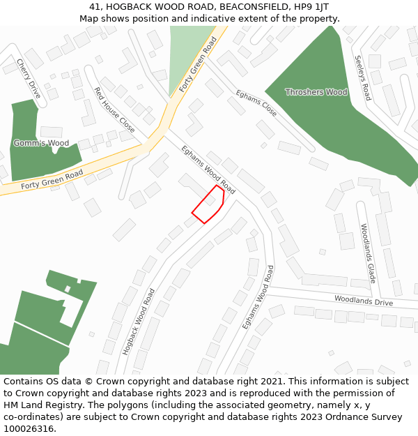 41, HOGBACK WOOD ROAD, BEACONSFIELD, HP9 1JT: Location map and indicative extent of plot