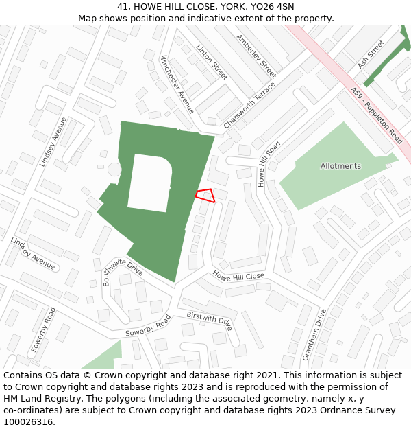 41, HOWE HILL CLOSE, YORK, YO26 4SN: Location map and indicative extent of plot