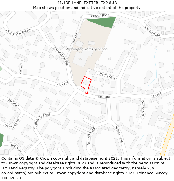 41, IDE LANE, EXETER, EX2 8UR: Location map and indicative extent of plot