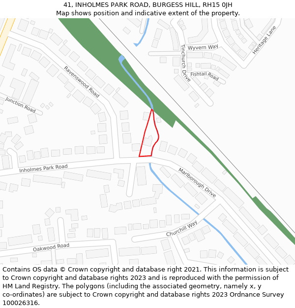 41, INHOLMES PARK ROAD, BURGESS HILL, RH15 0JH: Location map and indicative extent of plot