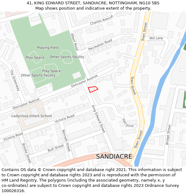 41, KING EDWARD STREET, SANDIACRE, NOTTINGHAM, NG10 5BS: Location map and indicative extent of plot