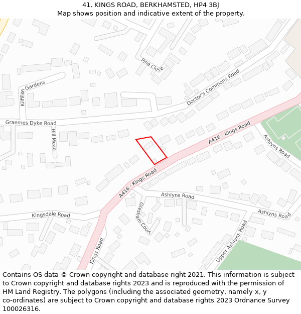 41, KINGS ROAD, BERKHAMSTED, HP4 3BJ: Location map and indicative extent of plot