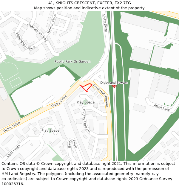 41, KNIGHTS CRESCENT, EXETER, EX2 7TG: Location map and indicative extent of plot