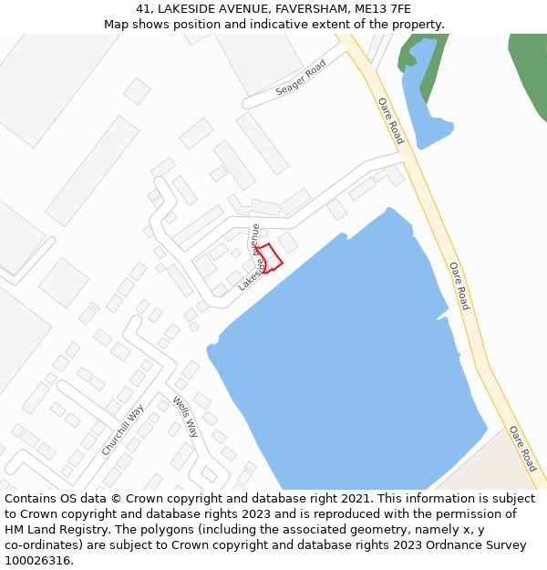 41, LAKESIDE AVENUE, FAVERSHAM, ME13 7FE: Location map and indicative extent of plot