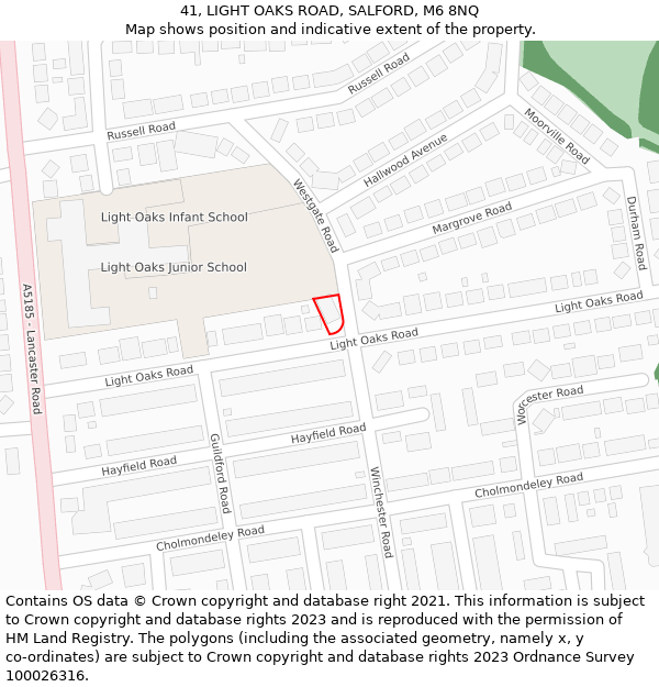 41, LIGHT OAKS ROAD, SALFORD, M6 8NQ: Location map and indicative extent of plot