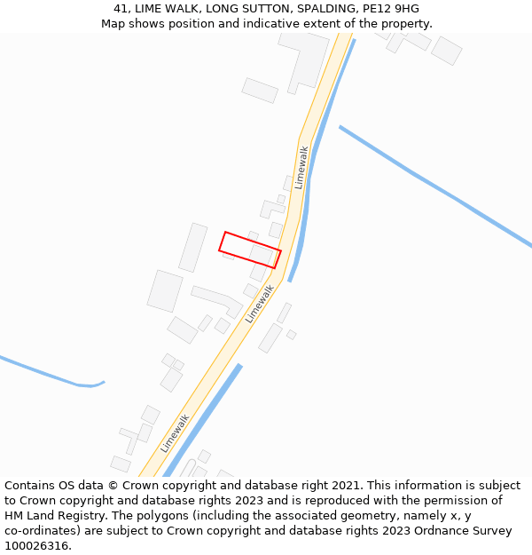 41, LIME WALK, LONG SUTTON, SPALDING, PE12 9HG: Location map and indicative extent of plot