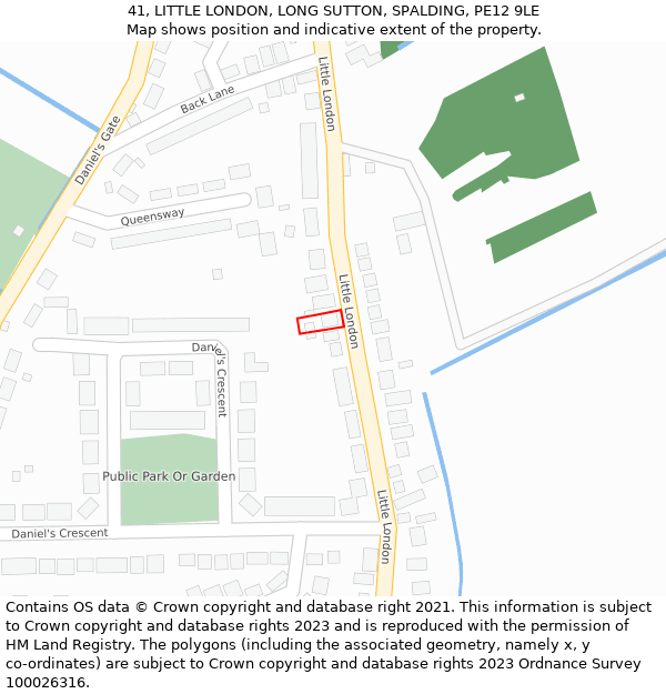 41, LITTLE LONDON, LONG SUTTON, SPALDING, PE12 9LE: Location map and indicative extent of plot