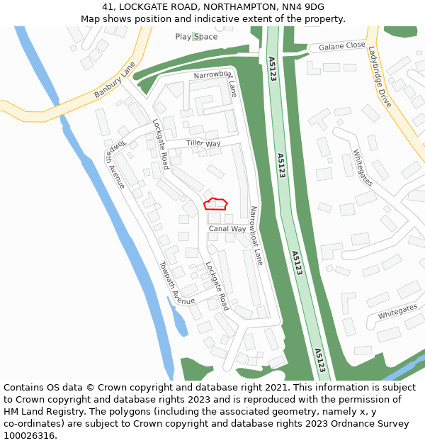 41, LOCKGATE ROAD, NORTHAMPTON, NN4 9DG: Location map and indicative extent of plot