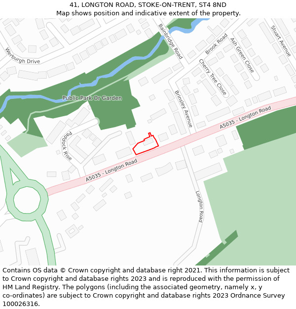 41, LONGTON ROAD, STOKE-ON-TRENT, ST4 8ND: Location map and indicative extent of plot