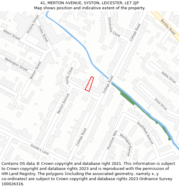 41, MERTON AVENUE, SYSTON, LEICESTER, LE7 2JP: Location map and indicative extent of plot