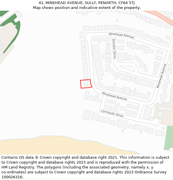 41, MINEHEAD AVENUE, SULLY, PENARTH, CF64 5TJ: Location map and indicative extent of plot