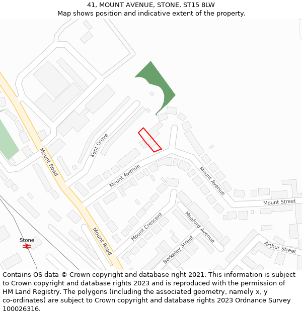 41, MOUNT AVENUE, STONE, ST15 8LW: Location map and indicative extent of plot