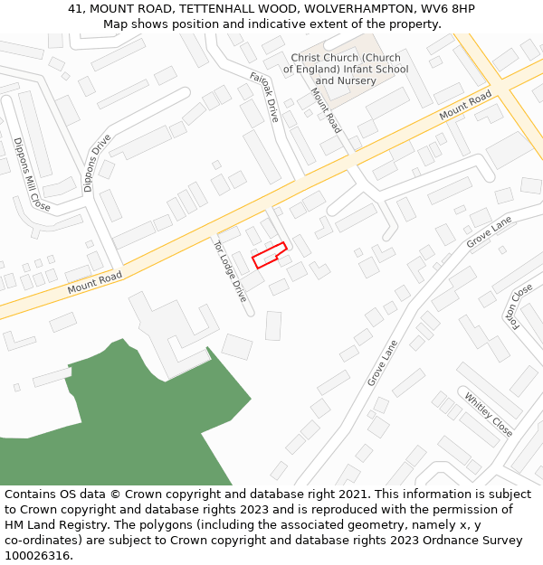 41, MOUNT ROAD, TETTENHALL WOOD, WOLVERHAMPTON, WV6 8HP: Location map and indicative extent of plot
