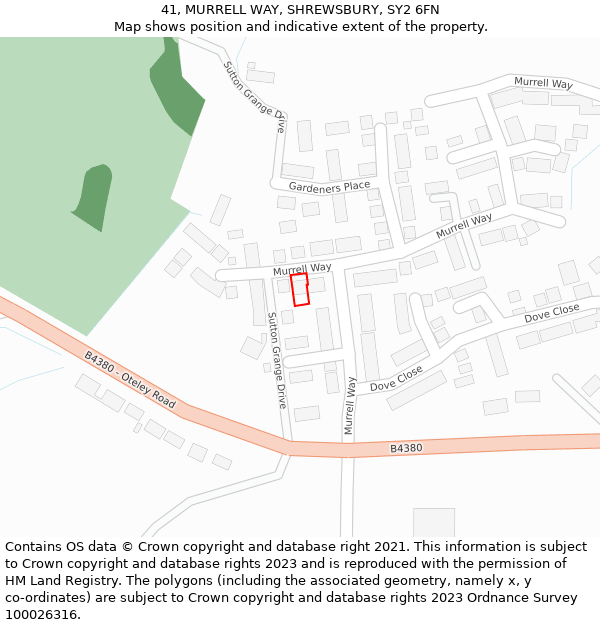 41, MURRELL WAY, SHREWSBURY, SY2 6FN: Location map and indicative extent of plot