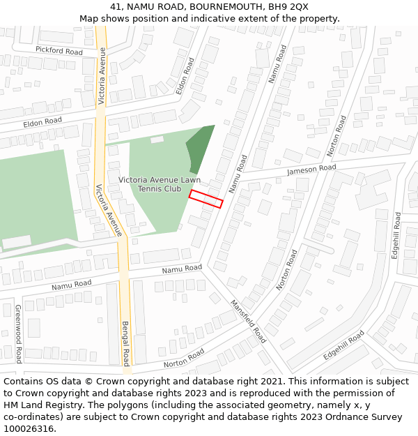 41, NAMU ROAD, BOURNEMOUTH, BH9 2QX: Location map and indicative extent of plot