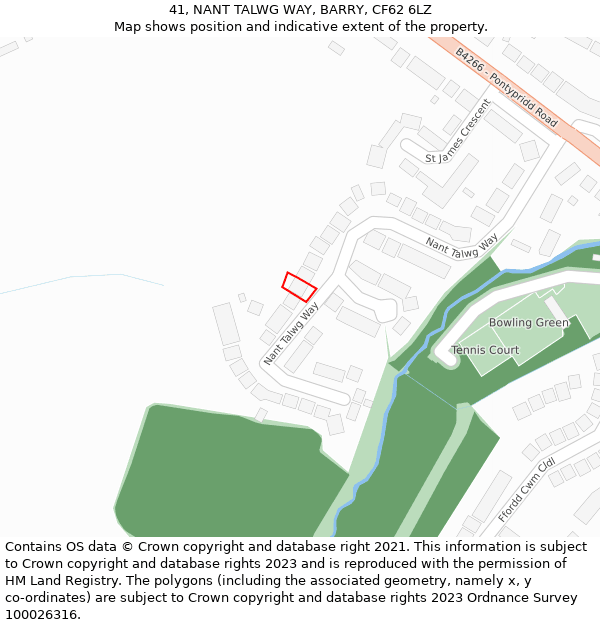 41, NANT TALWG WAY, BARRY, CF62 6LZ: Location map and indicative extent of plot