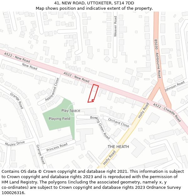 41, NEW ROAD, UTTOXETER, ST14 7DD: Location map and indicative extent of plot