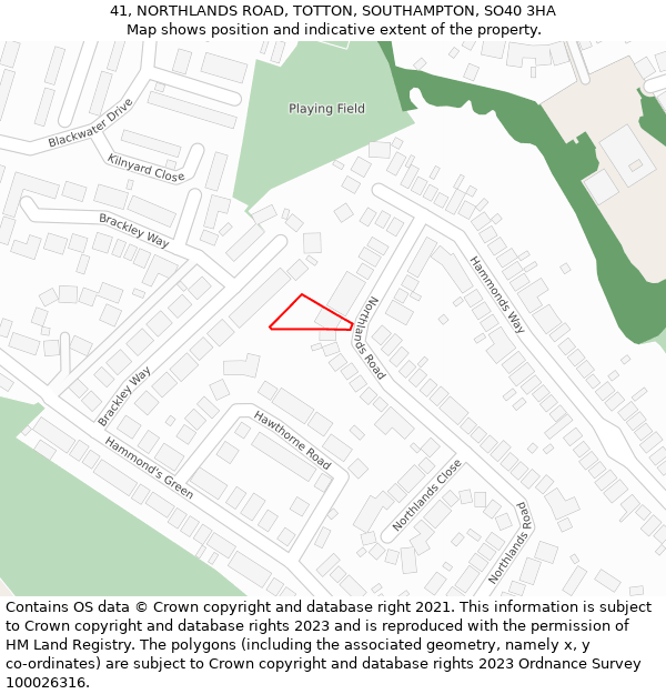 41, NORTHLANDS ROAD, TOTTON, SOUTHAMPTON, SO40 3HA: Location map and indicative extent of plot