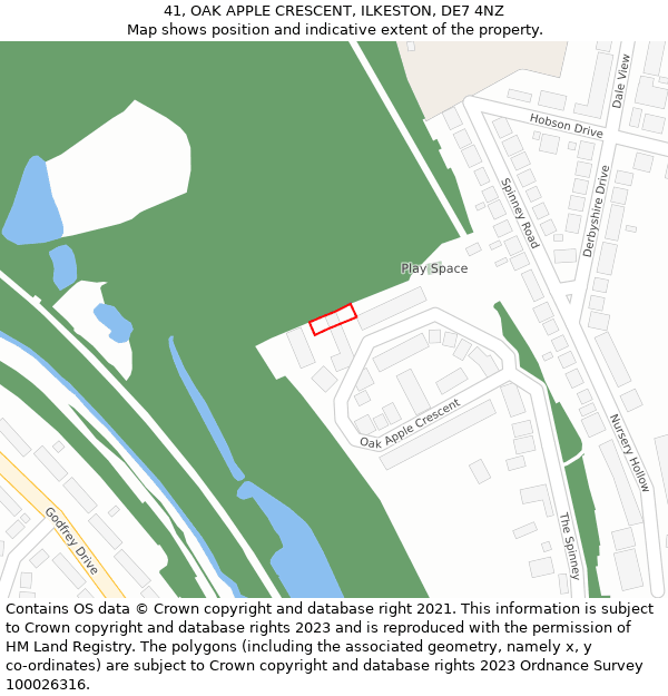 41, OAK APPLE CRESCENT, ILKESTON, DE7 4NZ: Location map and indicative extent of plot