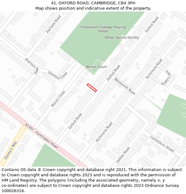 41, OXFORD ROAD, CAMBRIDGE, CB4 3PH: Location map and indicative extent of plot